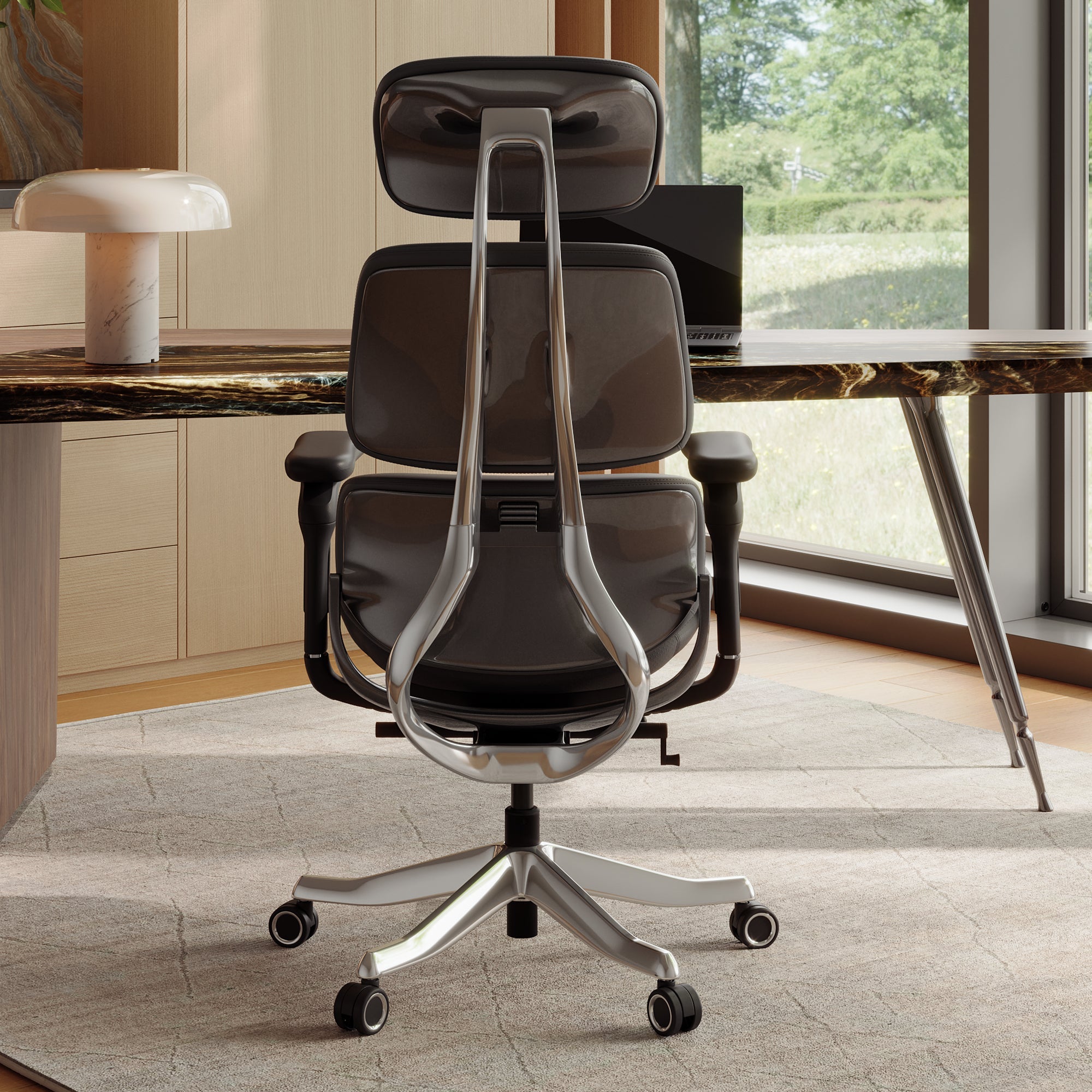Ergonomic Executive Office Chair - PU Leather 4D Armrests Self-Adapting