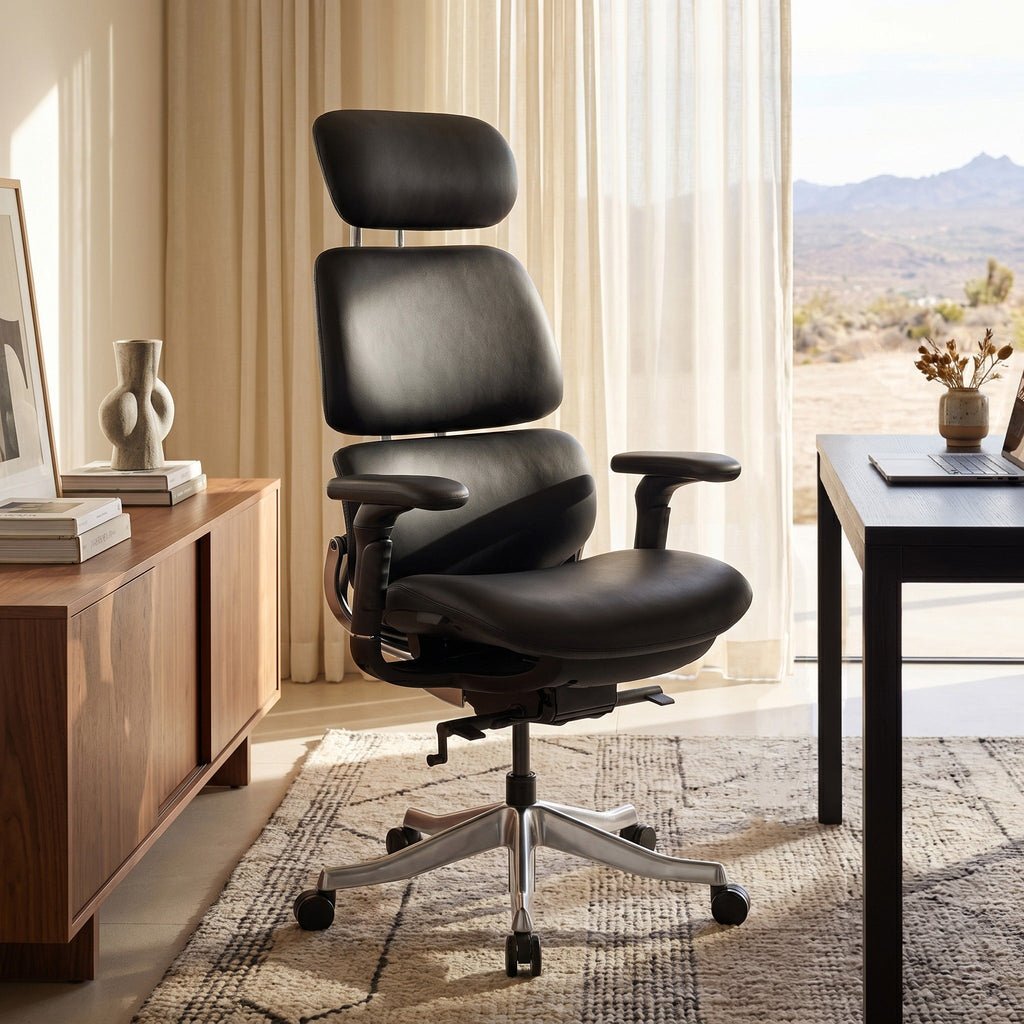 Ergonomic Executive Office Chair - PU Leather 4D Armrests Self-Adapting
