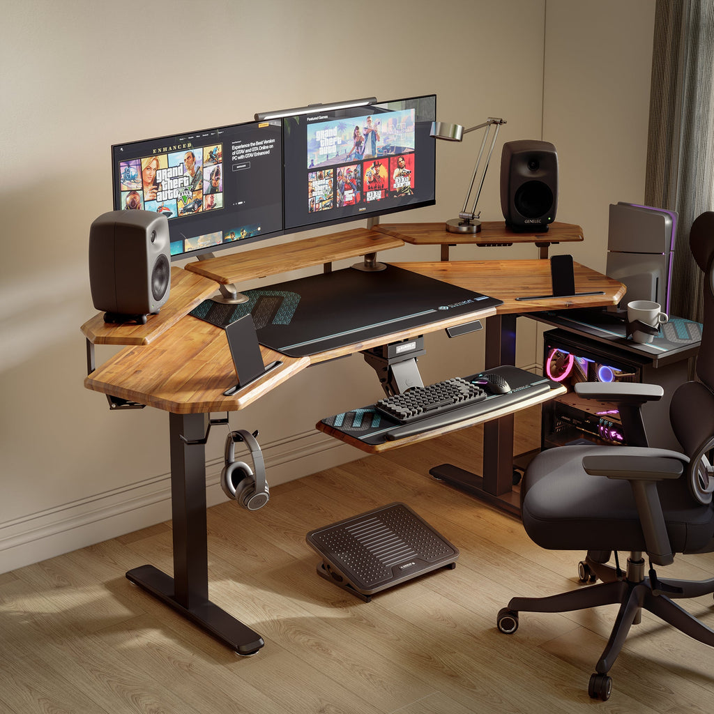 Bureau assis-debout en forme d'aile (72x23)