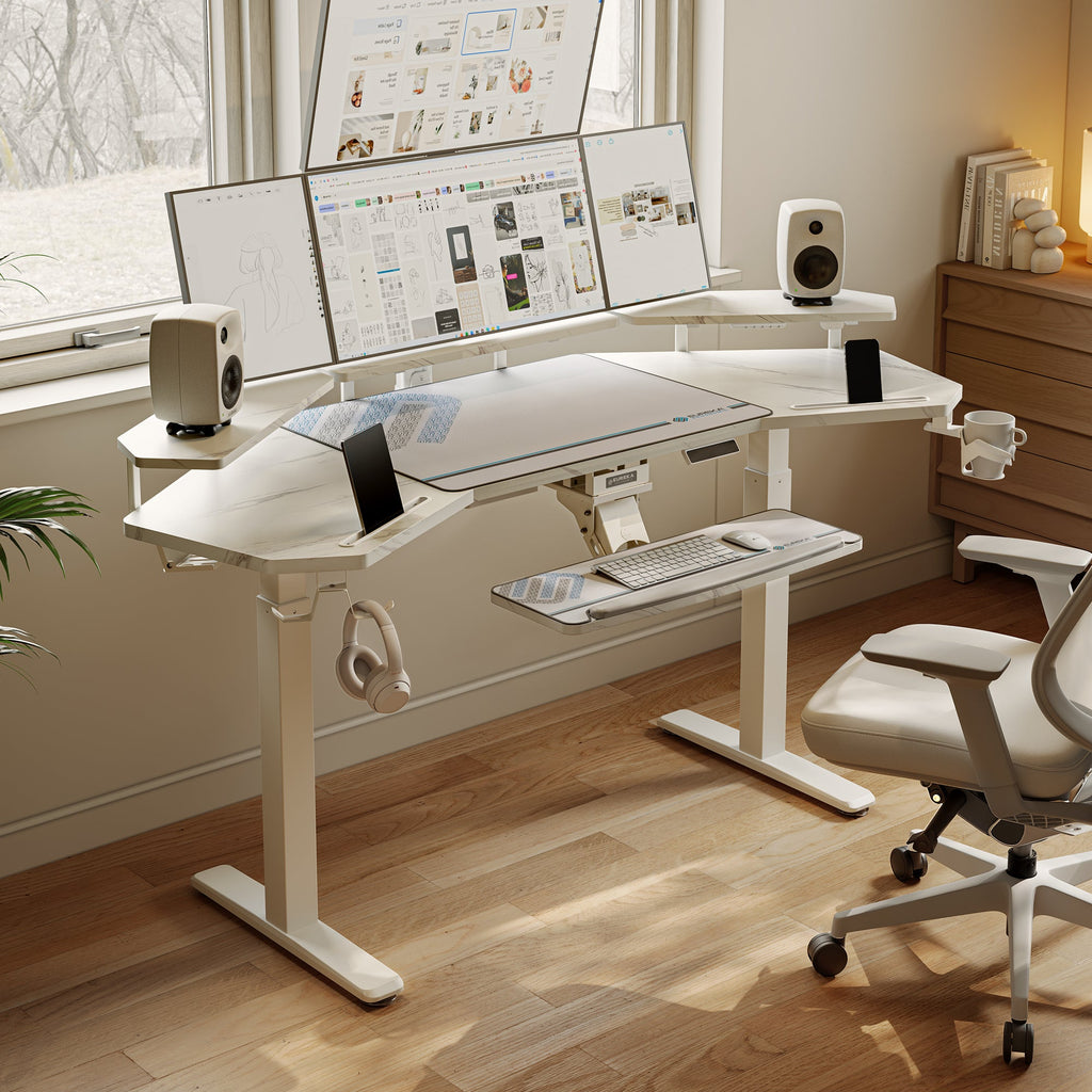 Bureau assis-debout en forme d'aile (72x23)