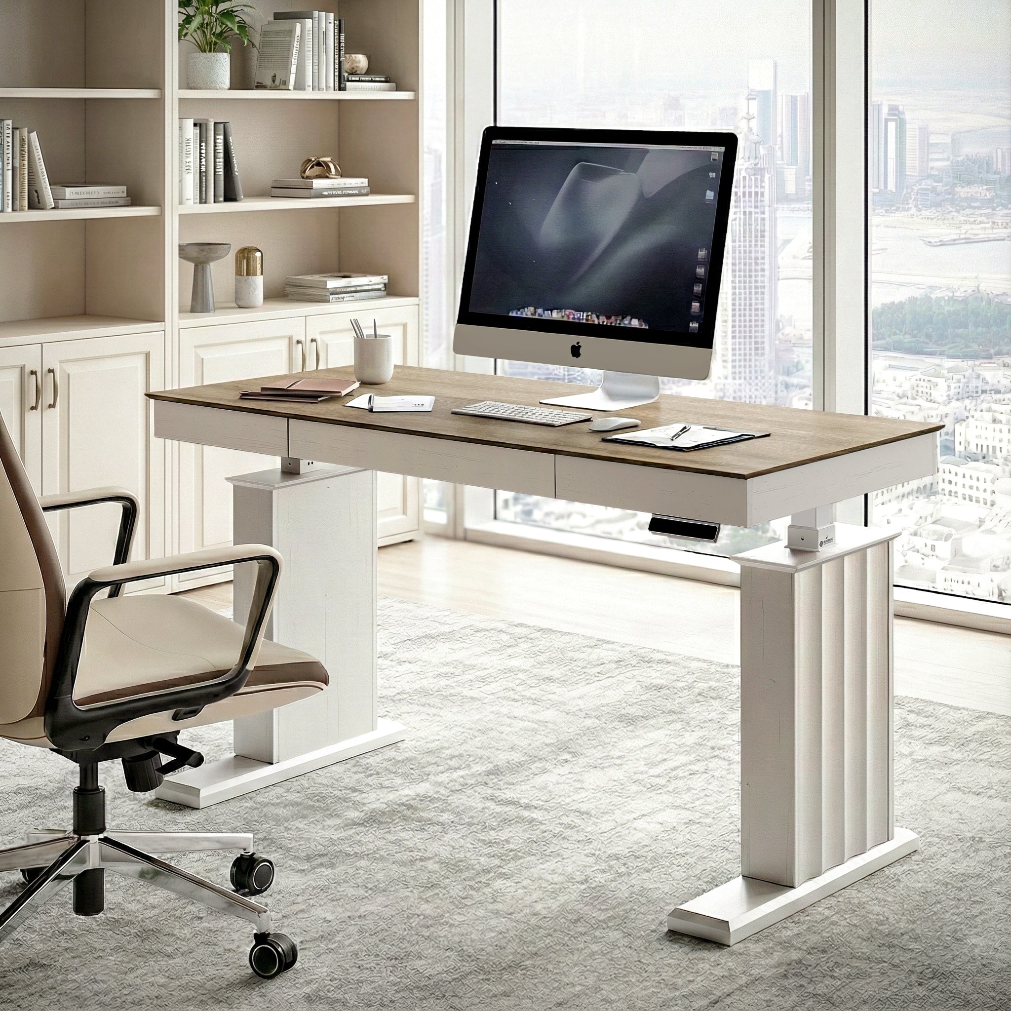 Electric Standing Desk with Drawer and Shelf, Black