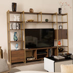 Modern TV Stand with Storage Cabinet and Book Shelves
