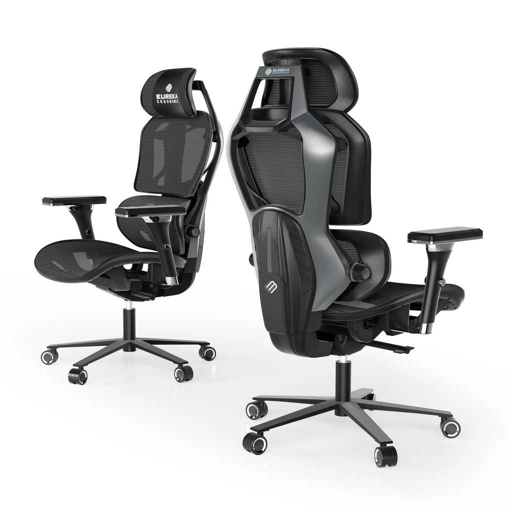 Racing-Style Gaming Chair with Headrest and Lumbar Pillow, Black and Red