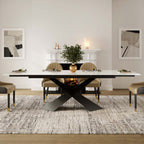 Oval Dining Table with Upholstered Bench, Gray