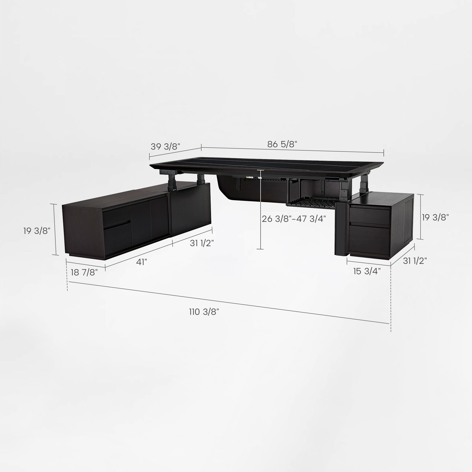 Electric Height-Adjustable Standing Desk, Classic, Black