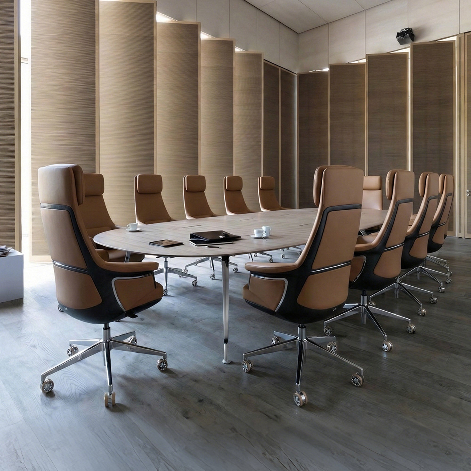 Genuine Leather Executive Office Chair - Leather & Metal Luxury