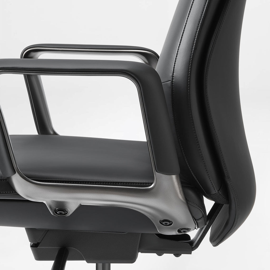 Solid Wood Arm Task Office Chair - Retro PU Leather
