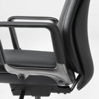Solid Wood Arm Task Office Chair - Retro PU Leather