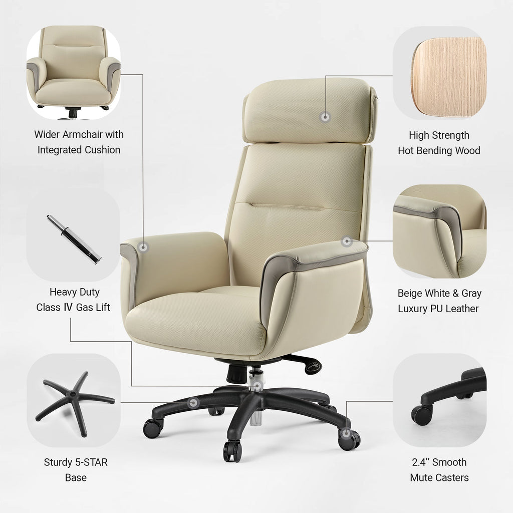Microfiber Leather Executive Office Chair with Adjustable Headrest