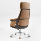 Genuine Leather Executive Office Chair - Leather & Metal Luxury