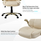 Faux Leather Home Office Chair - Ergonomic Cream