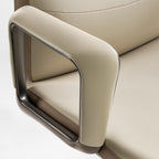 Solid Wood Arm Task Office Chair - Retro PU Leather