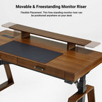 63x29 Executive Height Adjustable Standing Desk with Walnut Desktop and Drawers
