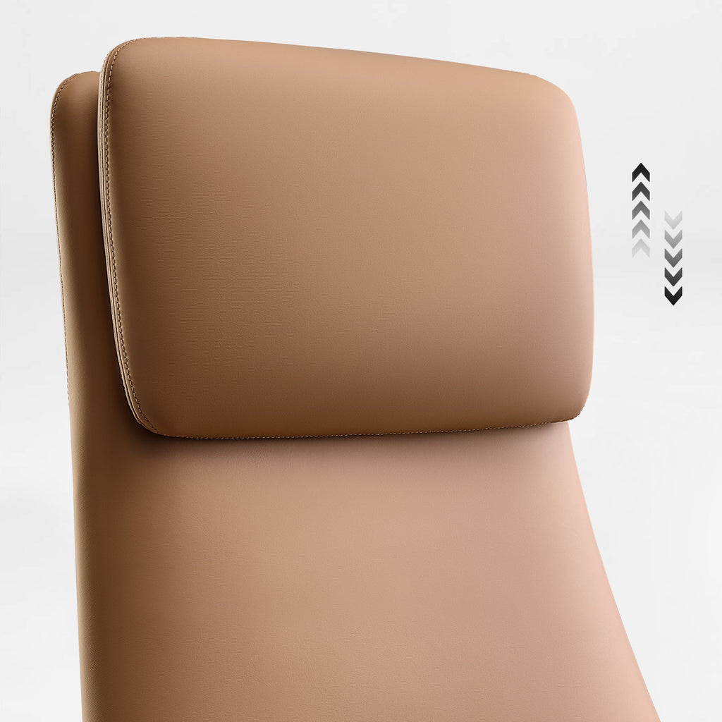 Genuine Leather Executive Office Chair - Leather & Metal Luxury