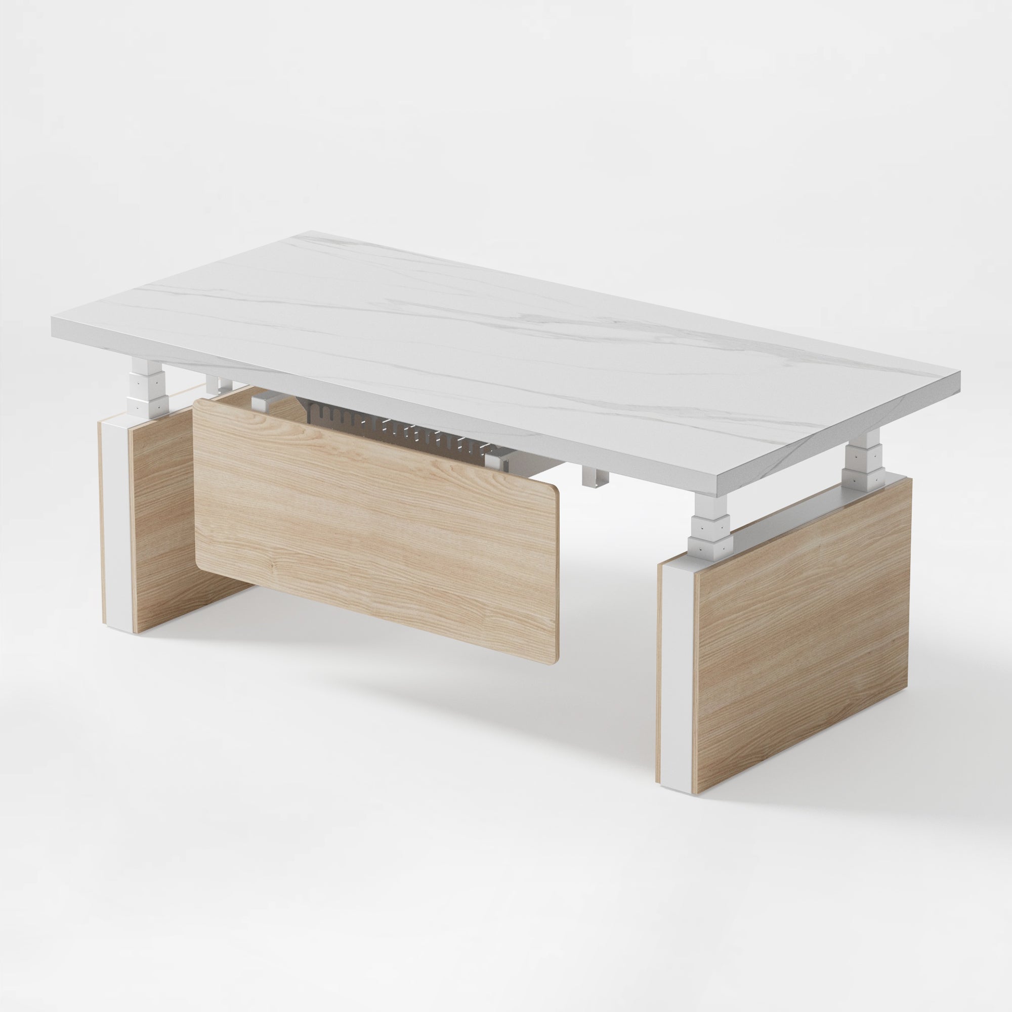 Electric Height-Adjustable Standing Desk, Premium, White