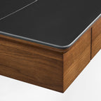 63x29 Executive Height Adjustable Standing Desk with Walnut Desktop and Drawers