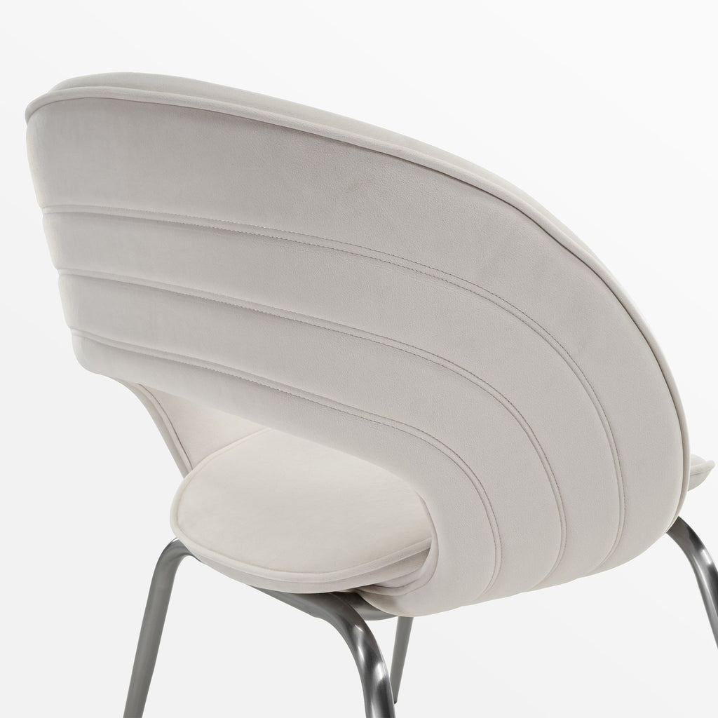 Velvet Dining Chair, Set of 1, Off-White