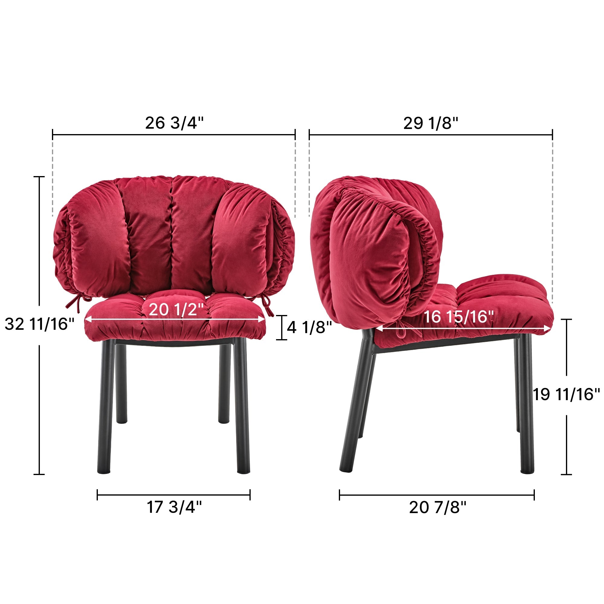 Velvet Dining Side Chair, Set of 1, Red and Green