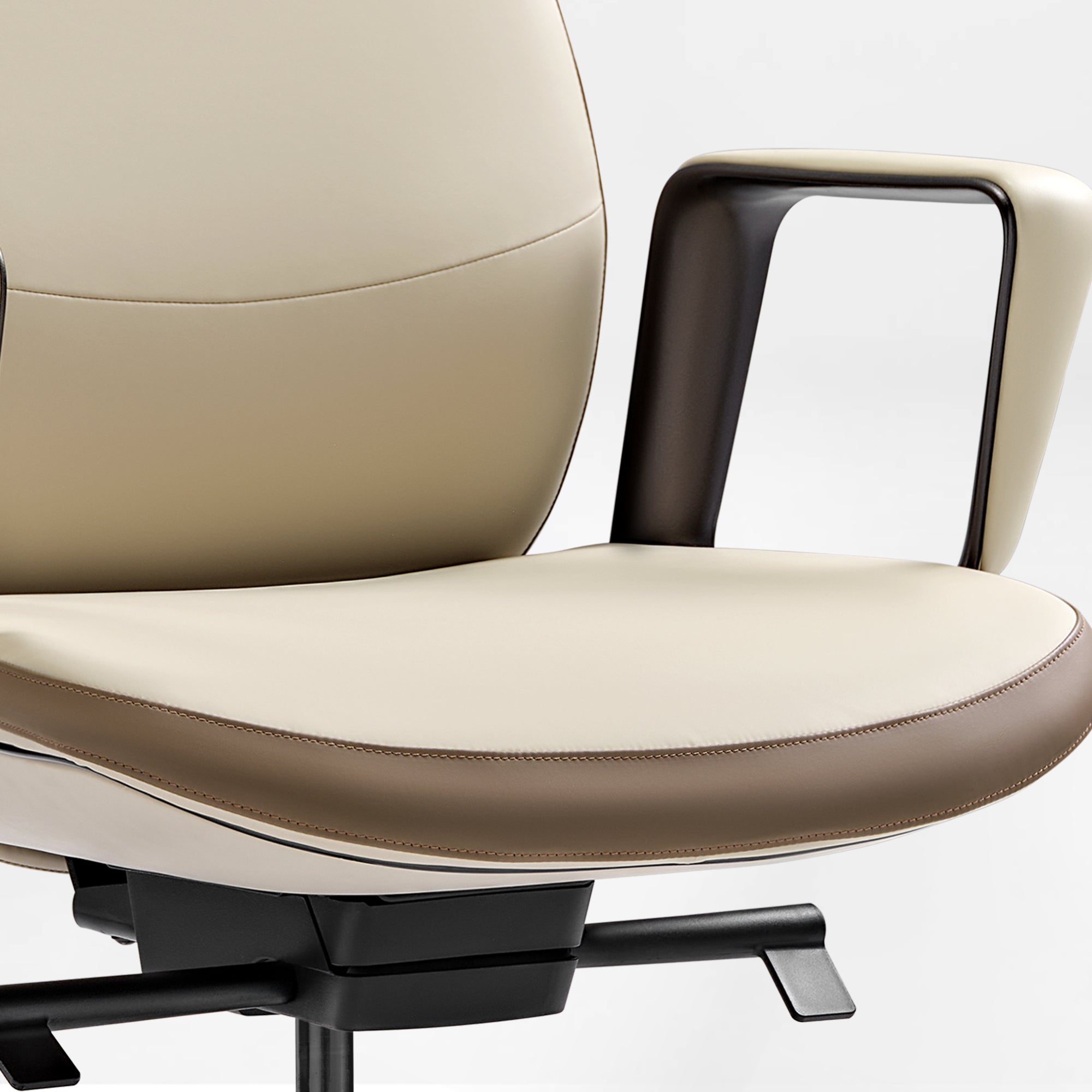 Solid Wood Arm Task Office Chair - Retro PU Leather