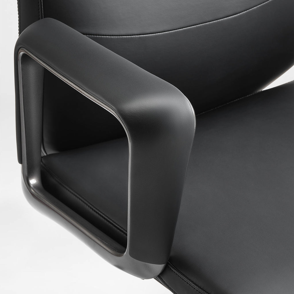 Solid Wood Arm Task Office Chair - Retro PU Leather