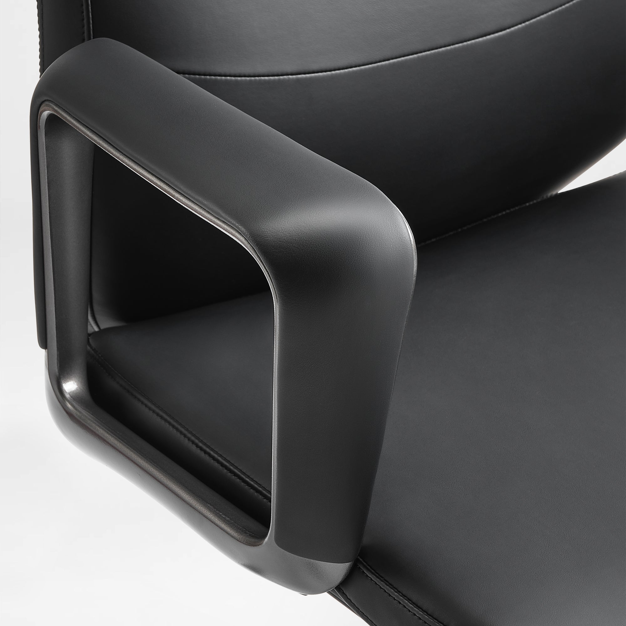 Solid Wood Arm Task Office Chair - Retro PU Leather