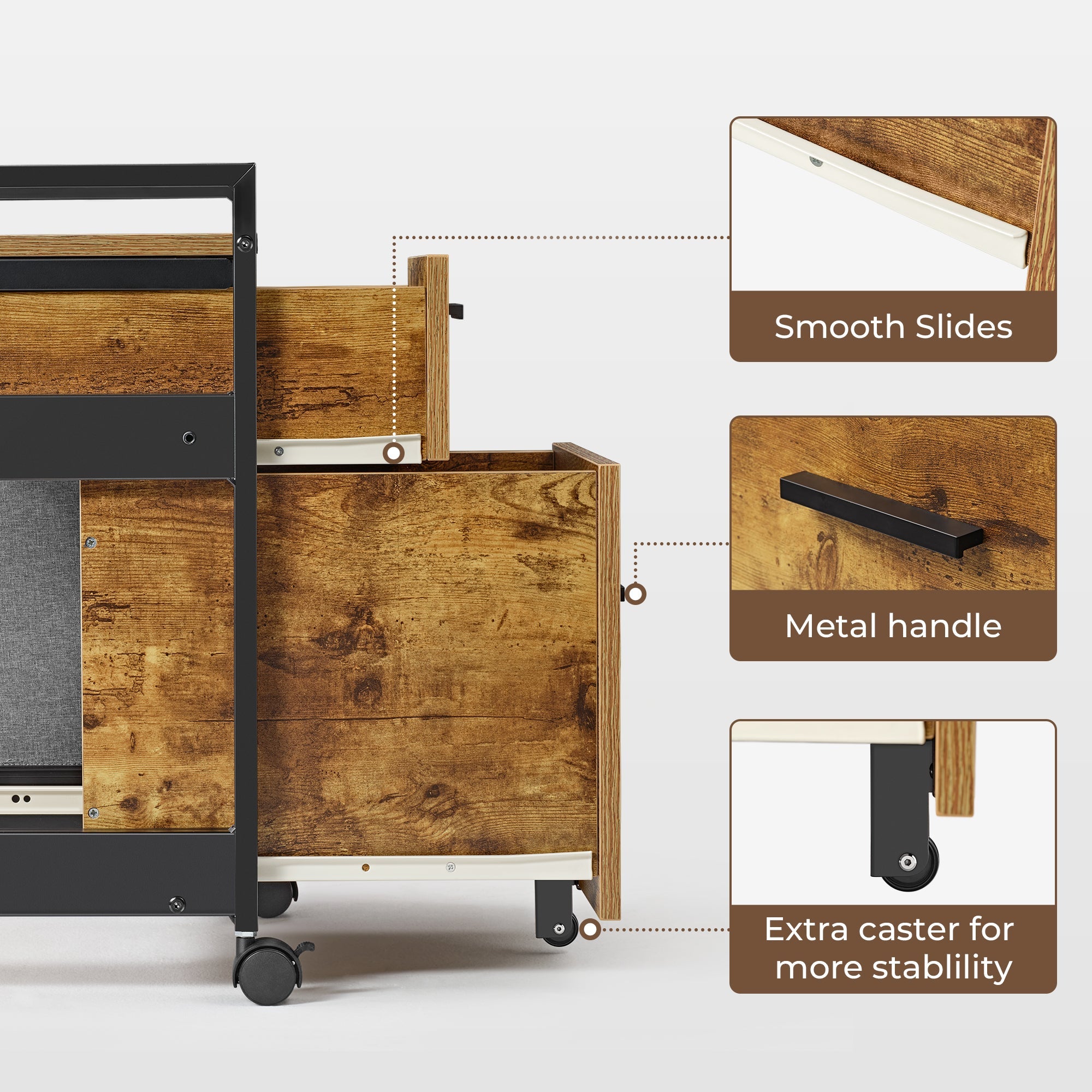 23'' Rolling File Cabinet with Drawer