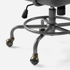 Retro PU Leather Task Office Chair - Solid Wood Arms