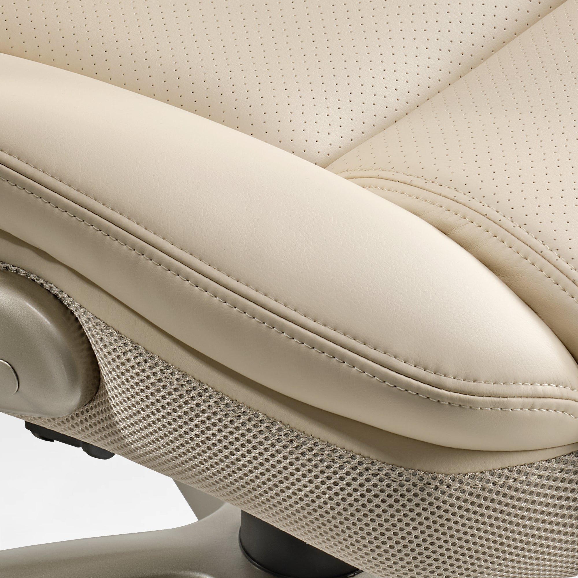 Faux Leather Home Office Chair - Ergonomic Cream