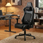 Ergonomic Gaming Chair with Footrest, Black and Yellow
