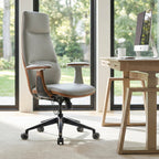 Faux Leather Executive Office Chair - Segmented Back Natural Curve