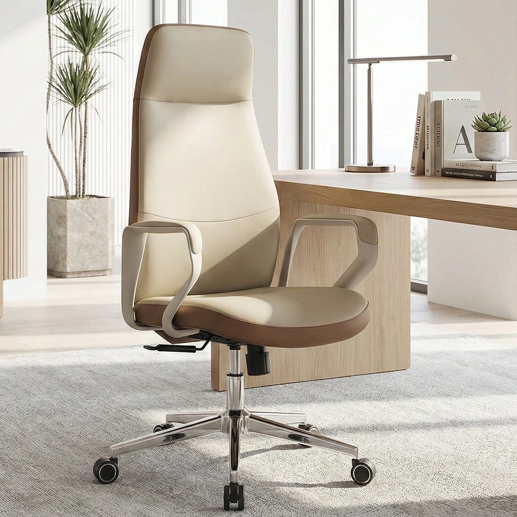 Faux Leather Executive Ergonomic Office Chair - Contoured Spine Support