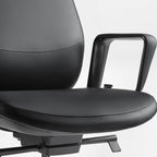 Solid Wood Arm Task Office Chair - Retro PU Leather