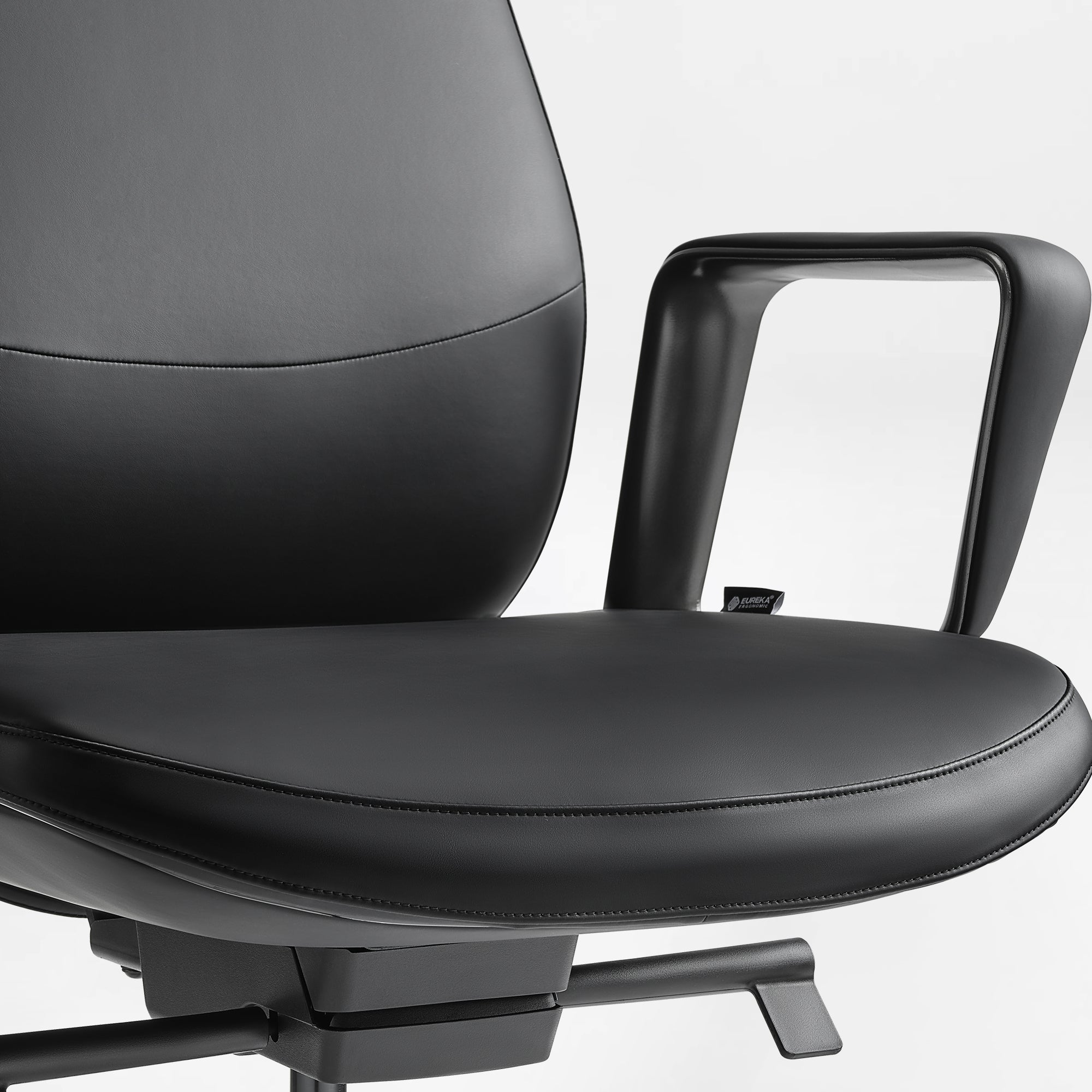 Solid Wood Arm Task Office Chair - Retro PU Leather