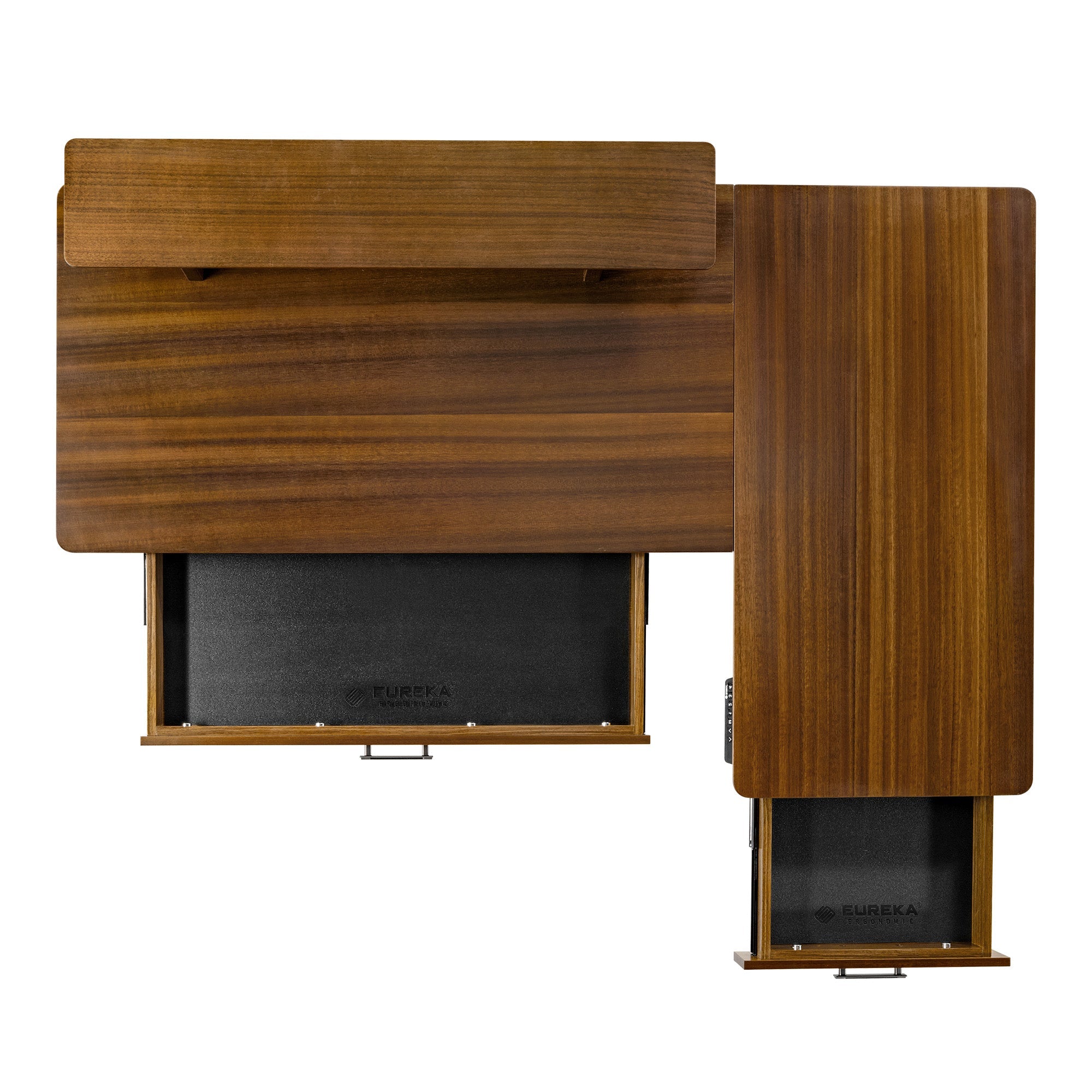 63x23 L-Shaped Height Adjustable Executive Desk, Handcrafted Walnut