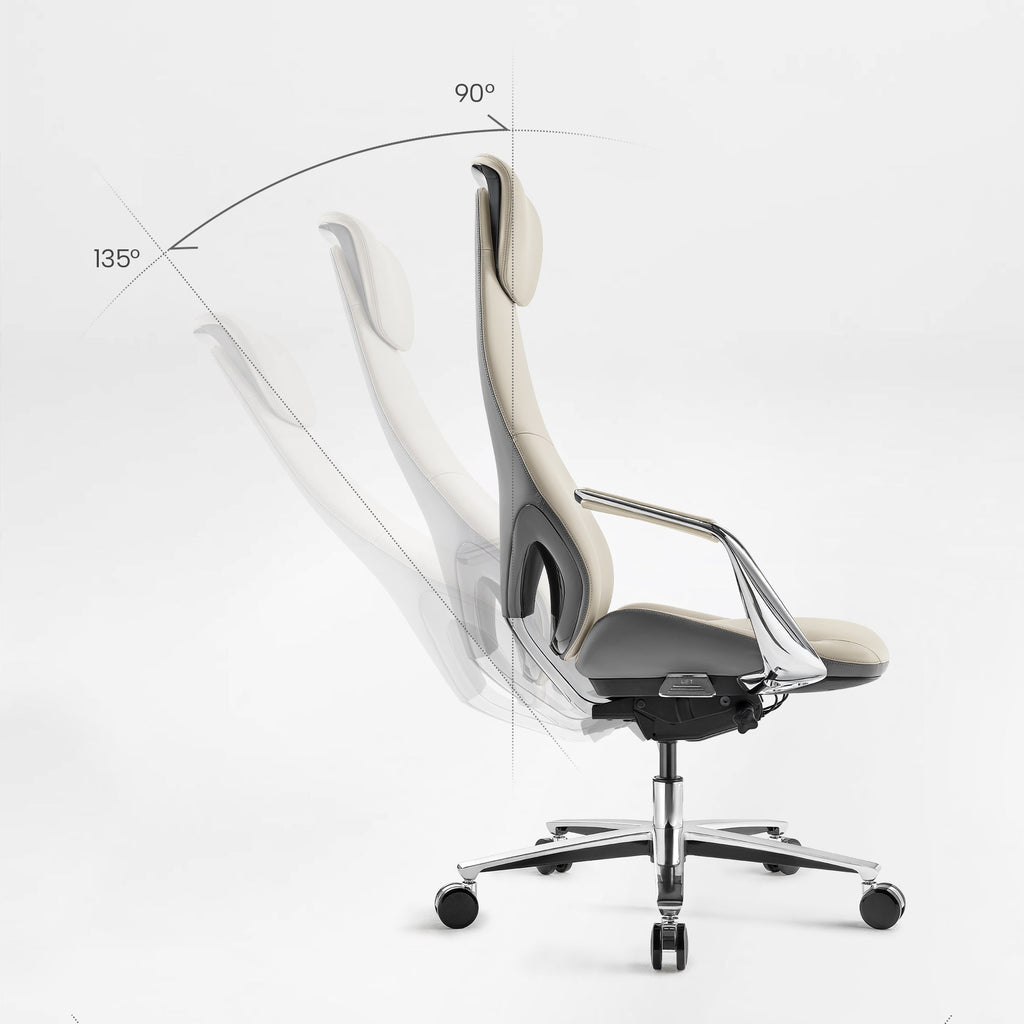 Genuine Leather Executive Office Chair - Butterfly Design High Back
