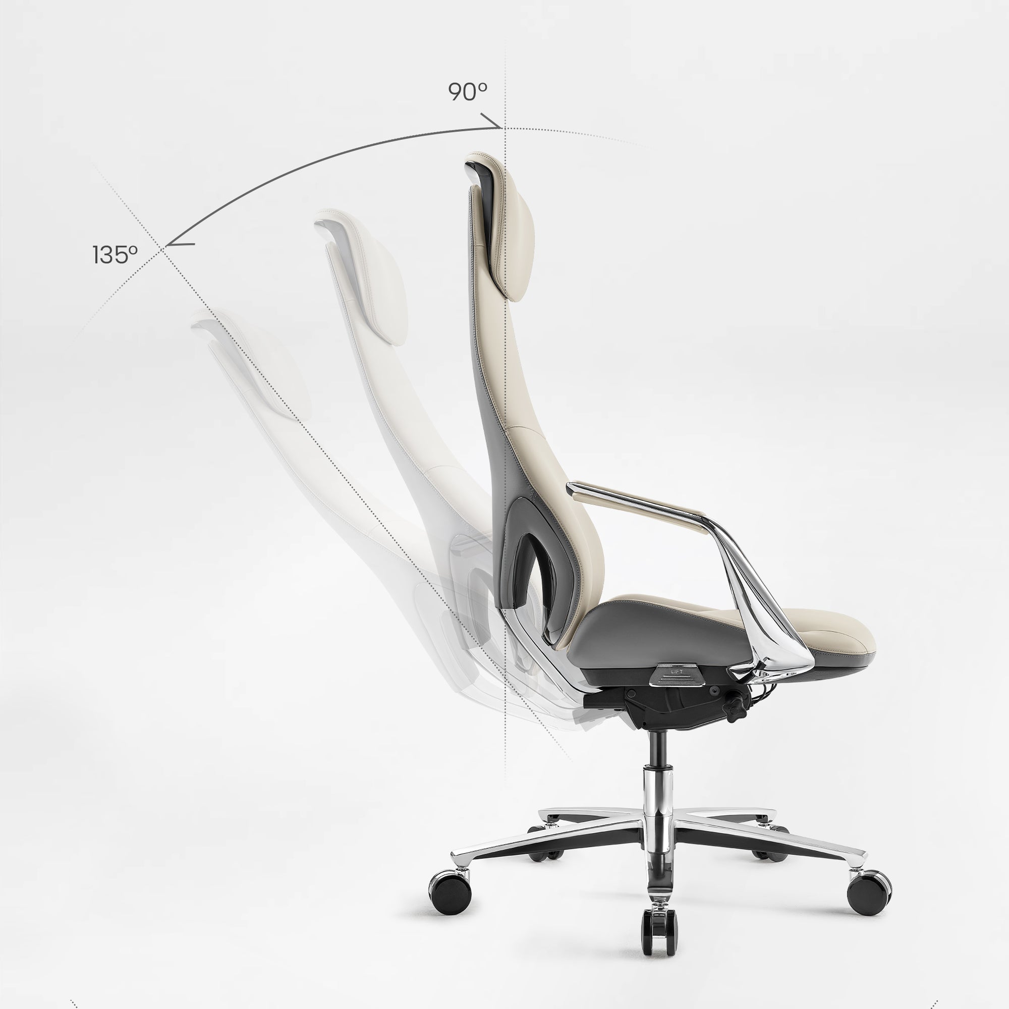 Genuine Leather Executive Office Chair - Butterfly Design High Back