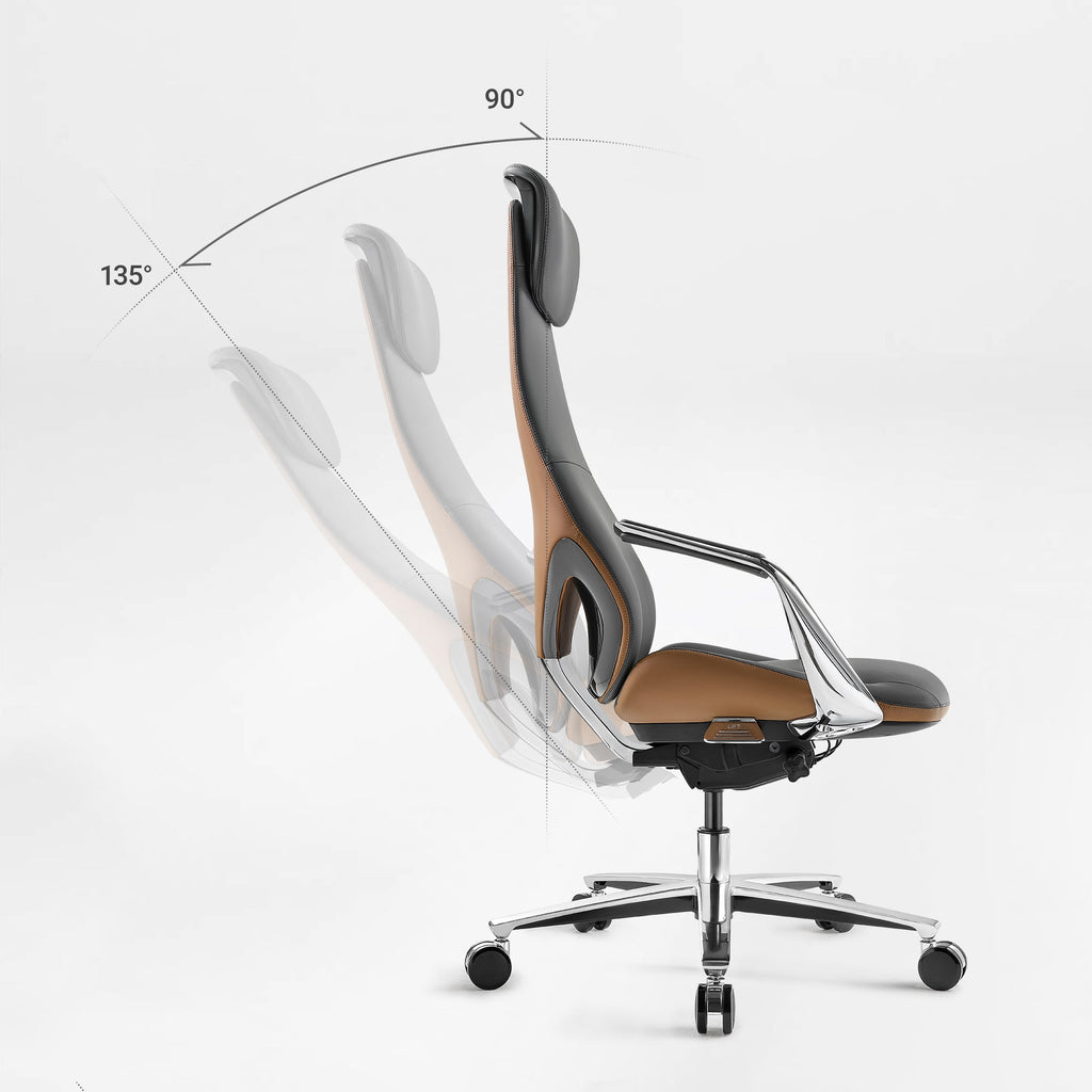 Genuine Leather Executive Office Chair - Butterfly Design High Back