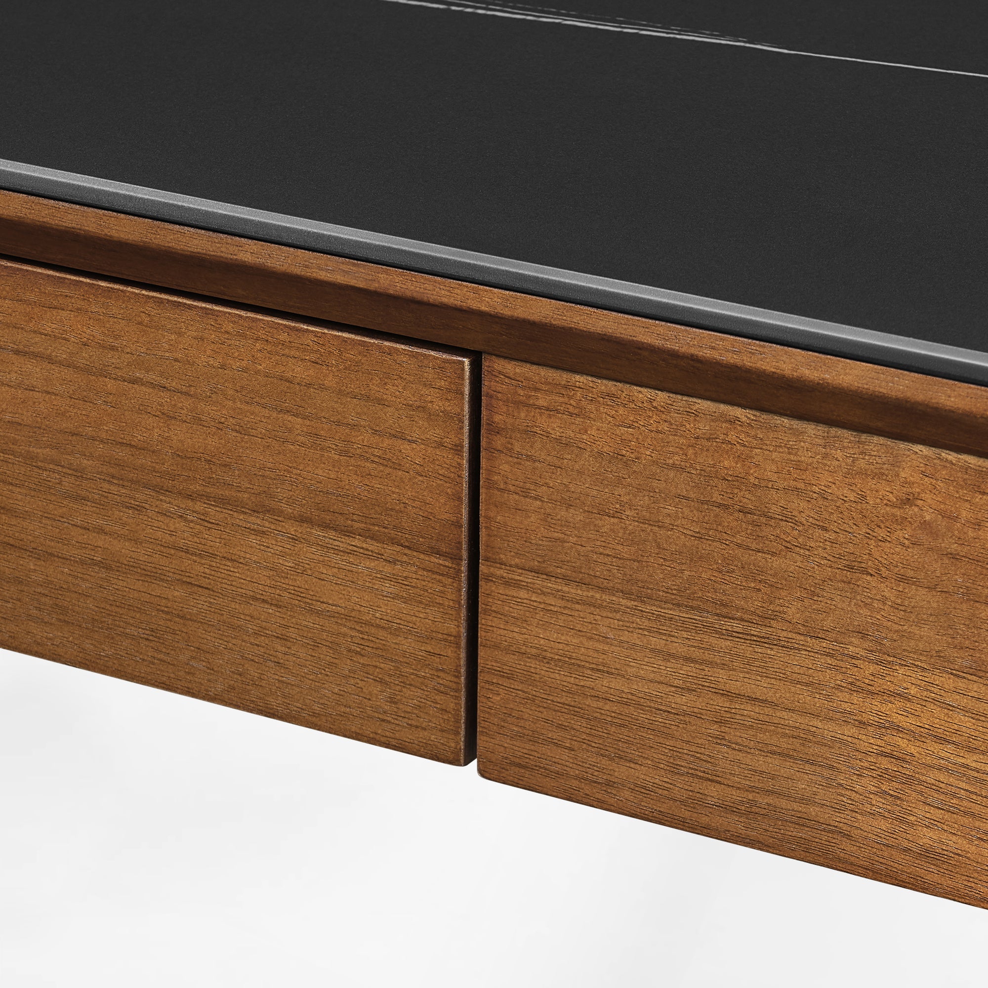 63x29 Executive Height Adjustable Standing Desk with Walnut Desktop and Drawers