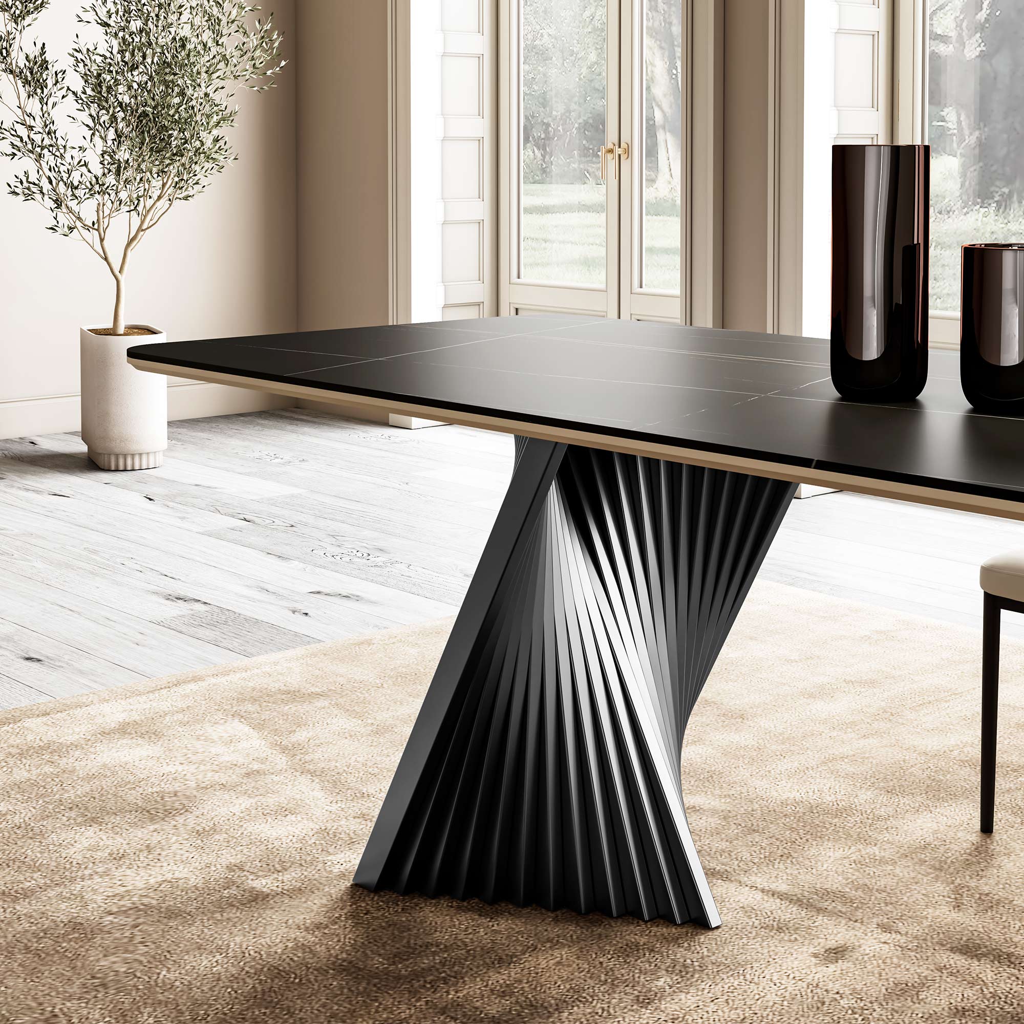 Rectangular Dining Table with Bench, Natural Wood