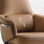 Genuine Leather Executive Office Chair - Leather & Metal Luxury