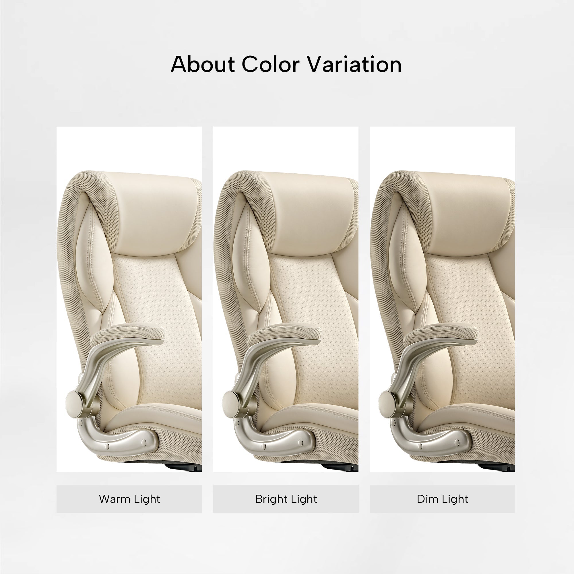 Faux Leather Home Office Chair - Ergonomic Cream