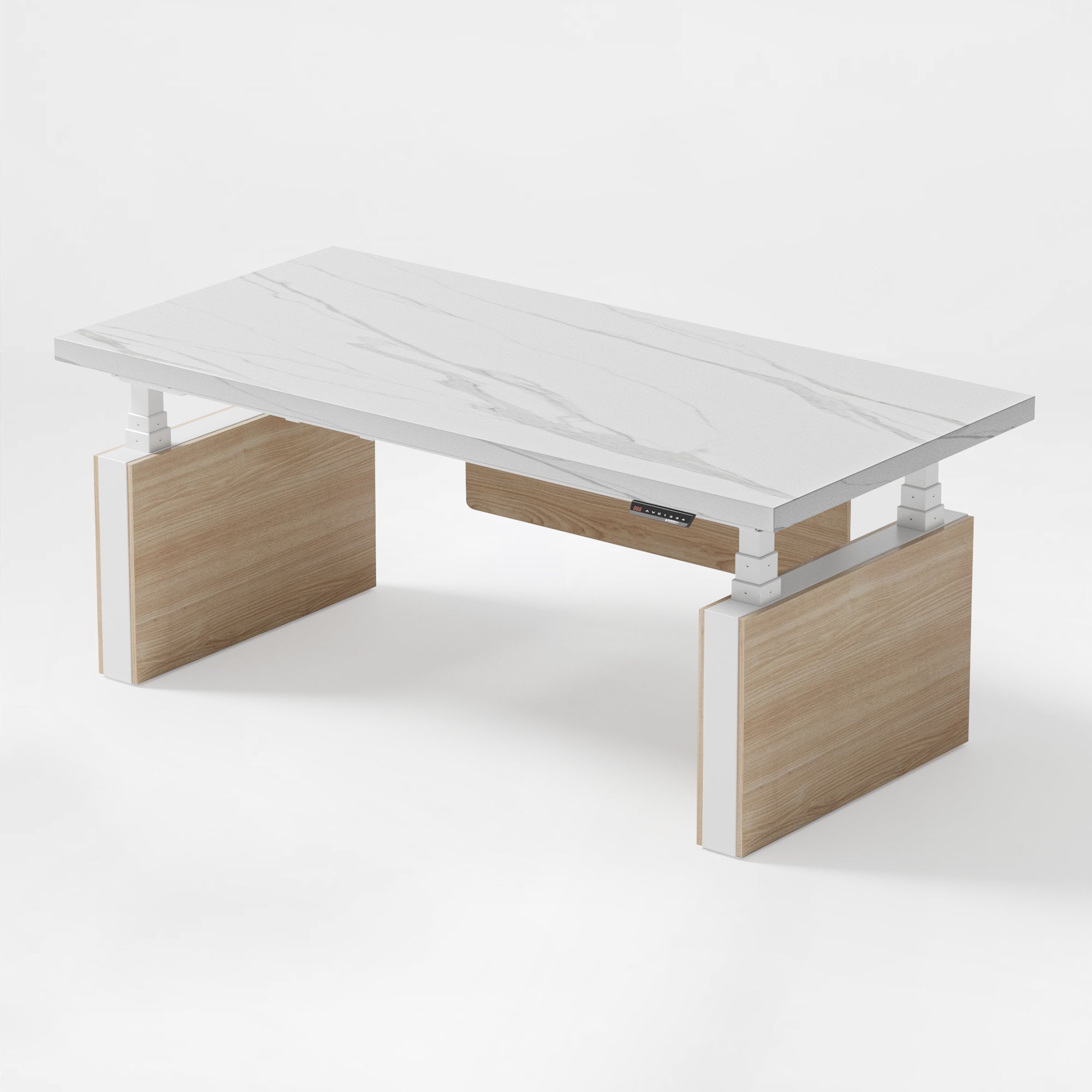 Electric Height-Adjustable Standing Desk, Premium, White
