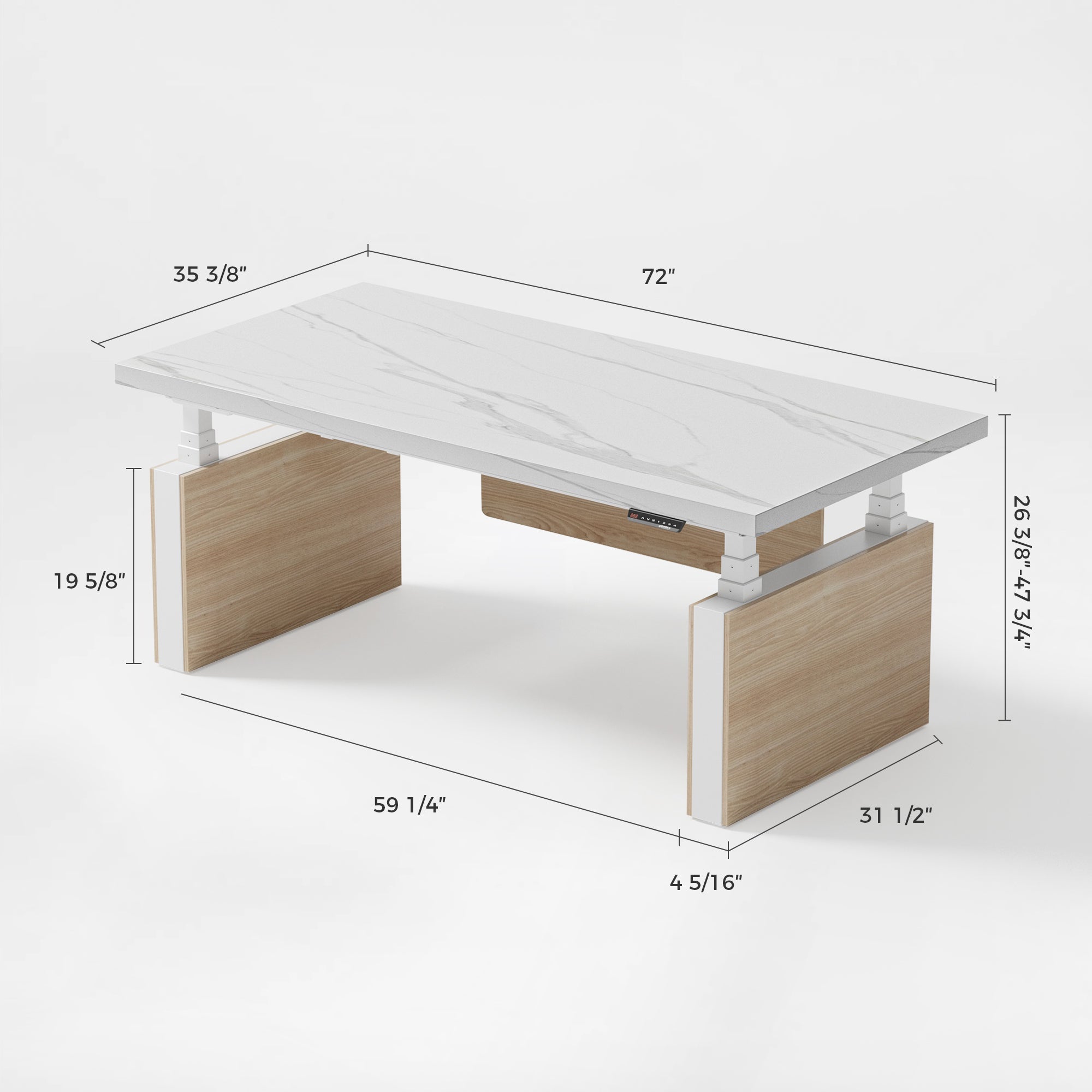 Electric Height-Adjustable Standing Desk, Premium, White