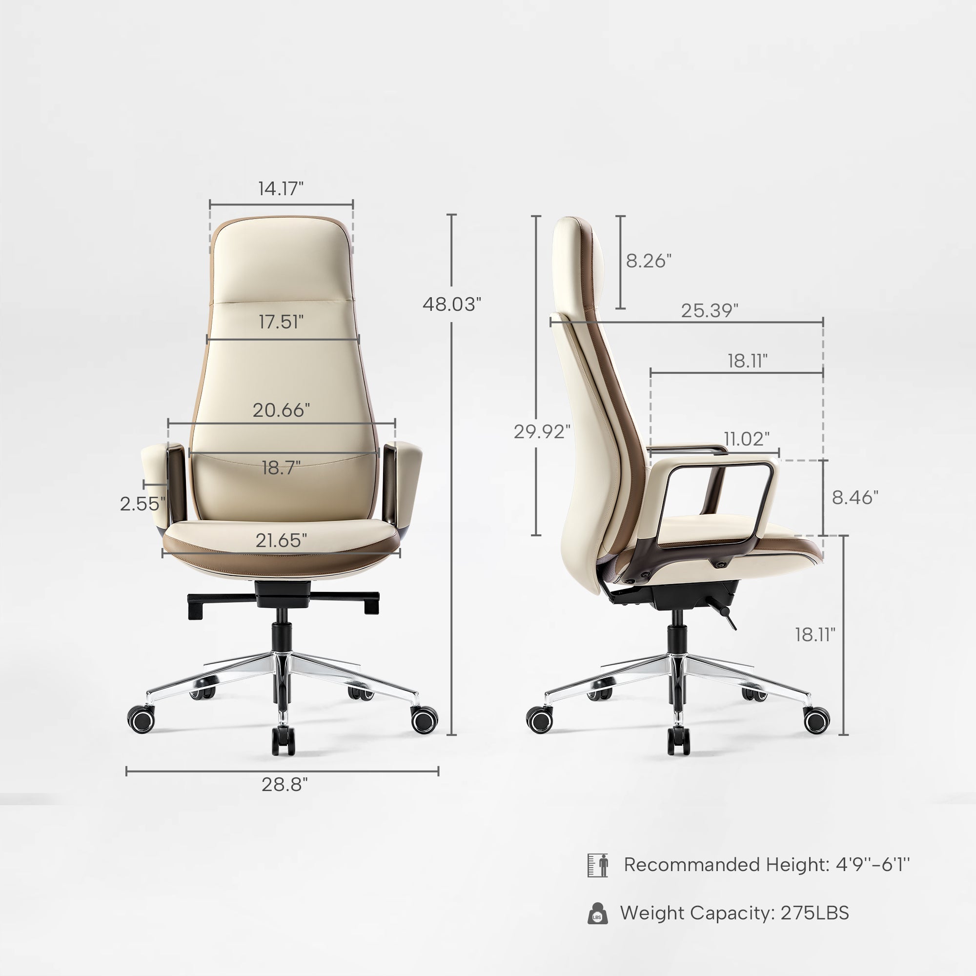 Solid Wood Arm Task Office Chair - Retro PU Leather