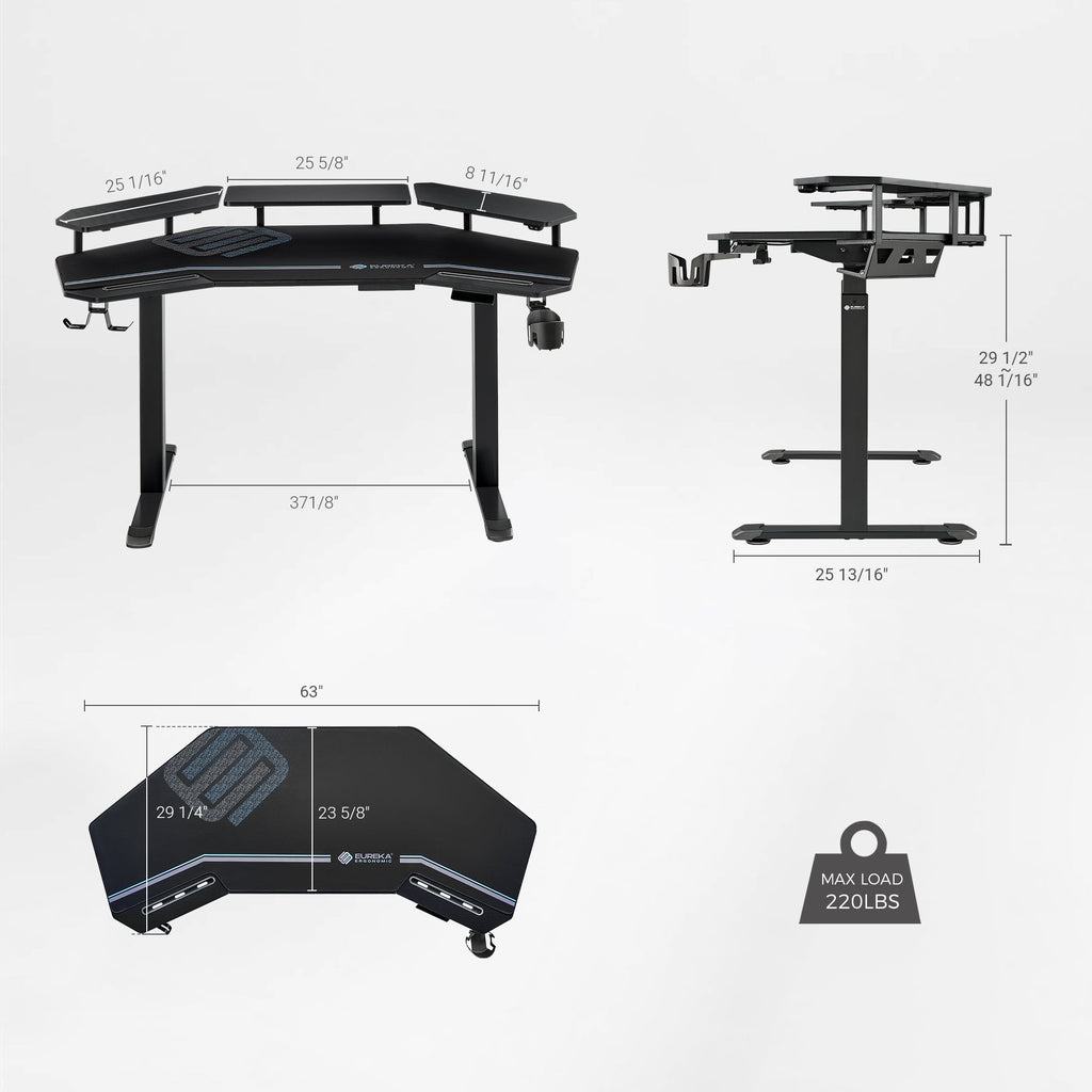 Wing-Shaped Standing Desk (63x23)