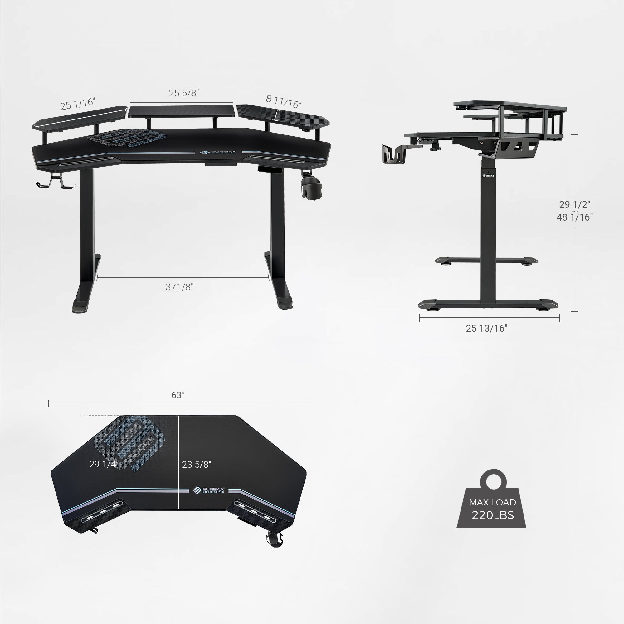 Wing-Shaped Standing Desk (63x23)