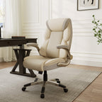 Faux Leather Home Office Chair - Ergonomic Cream