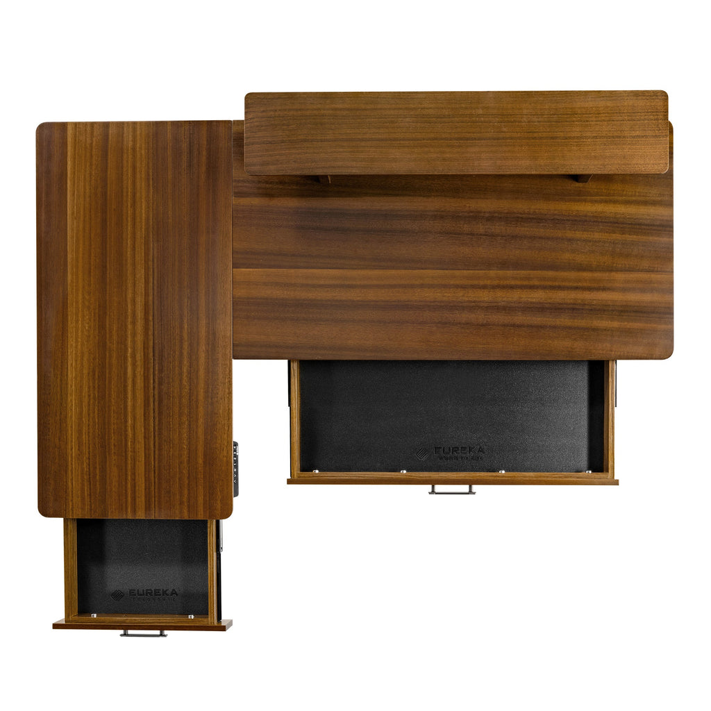 63x23 L-Shaped Height Adjustable Executive Desk, Handcrafted Walnut