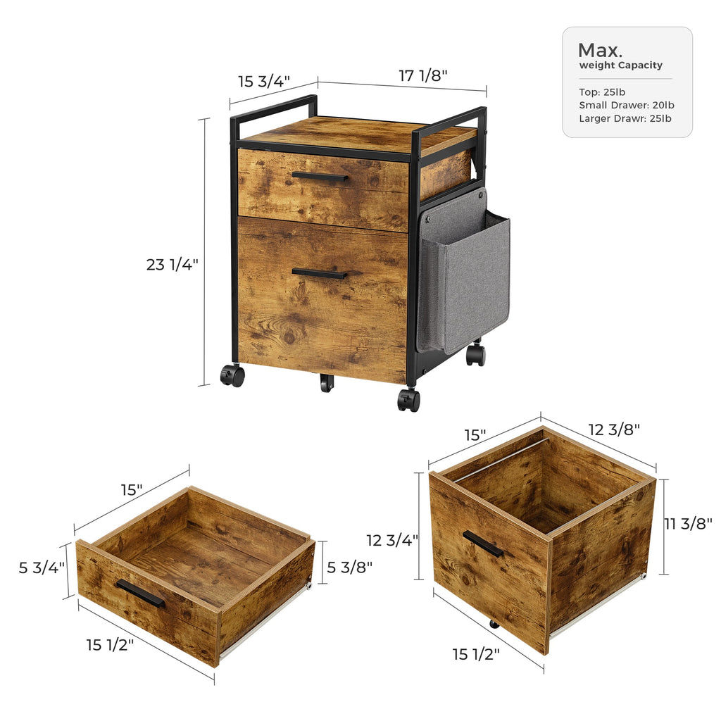 23'' Rolling File Cabinet with Drawer