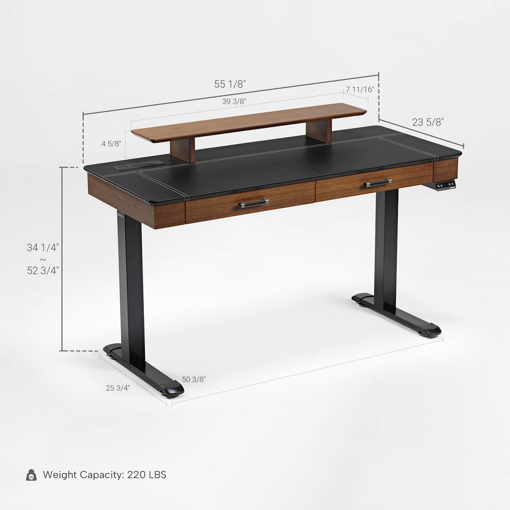 Faux Saddle Leather Adjustable Standing Desk (55x23)